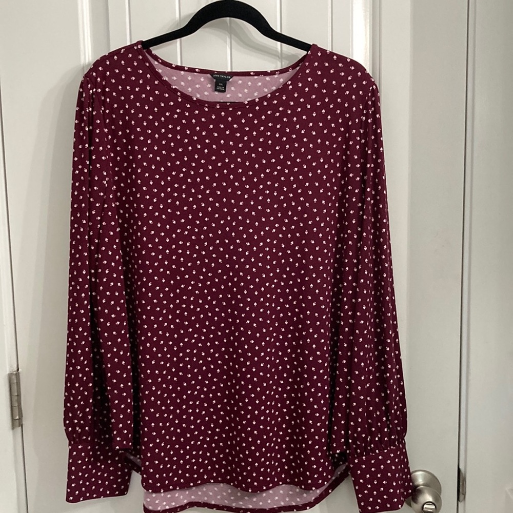 Women's Burgundy Polka Dot Top